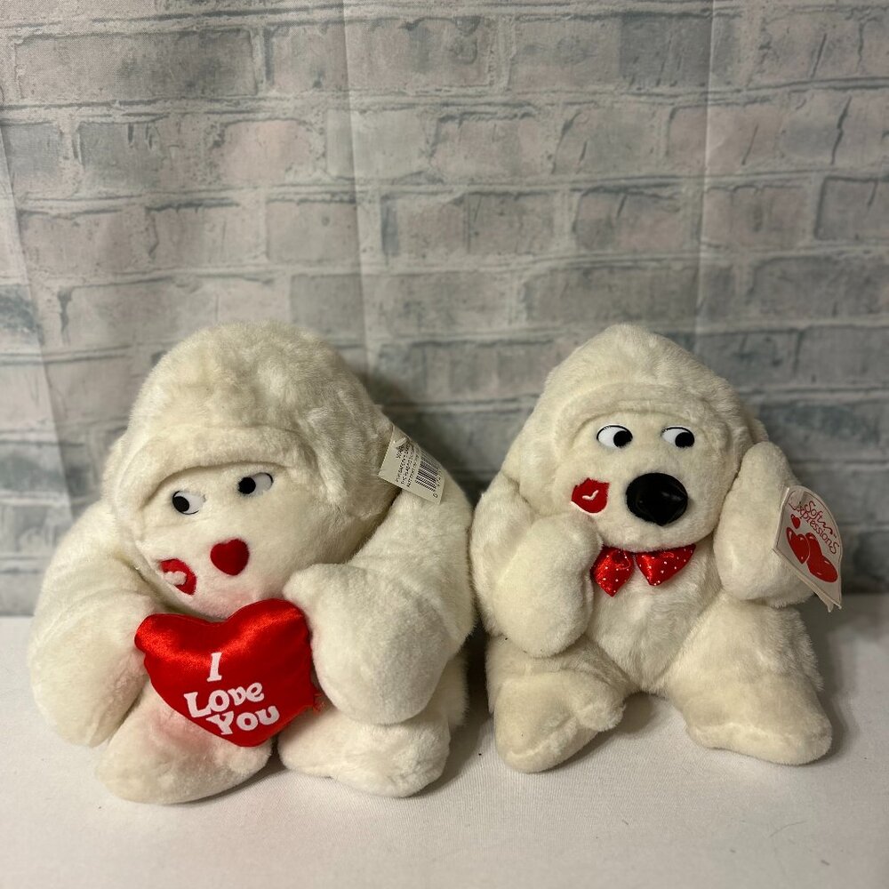SOFT IMPRESSIONS WHITE VALENTINE GORILLA STUFFED ANIMALS